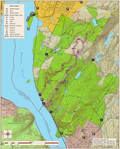 Map with Mount Beacon Fire Tower route highlighted.